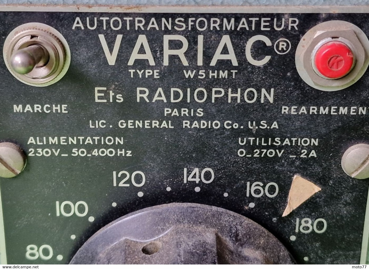 Ancien Appareil électrique VARIAC  Variateur De TENSION De 0 à 270 Volts 2 Ampères - Métal émaillé - Vers 1950 - Otros Aparatos