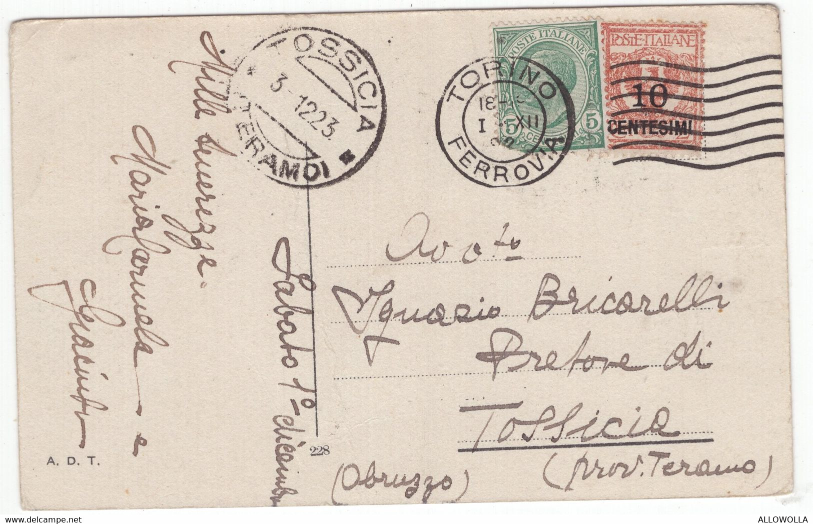 18599 " TORINO-MOLE ANTONELLIANA " -VERA FOTO-CART. POST. SPED.1923 - Mole Antonelliana
