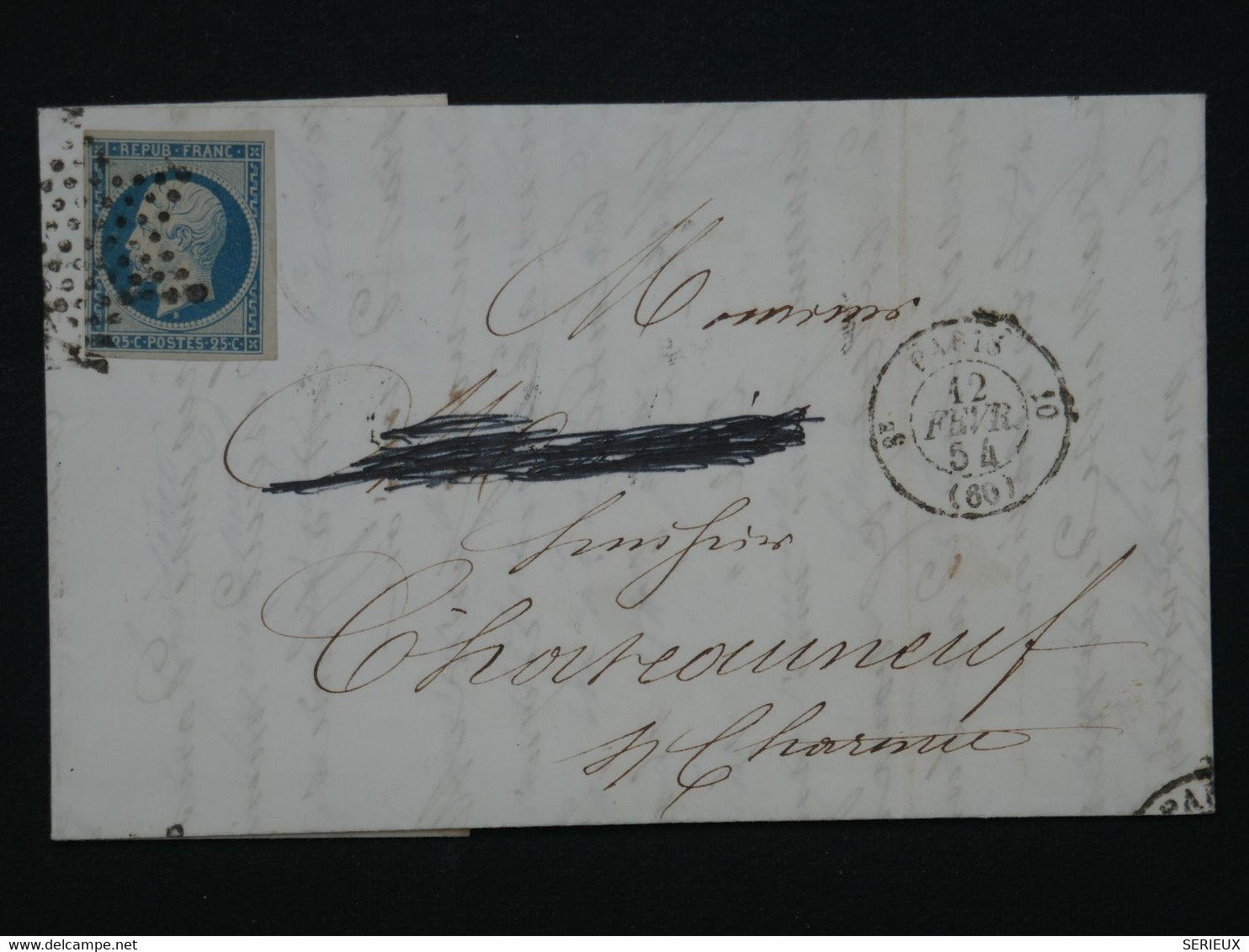 L32 FRANCE  BELLE LETTRE 1854  ETOILE DE PARIS  A CHATEAUNEUF + NAPOLEON N° 10+ TEMOIGNAGE +AFF.INTERESSANT +++ - 1852 Louis-Napoleon