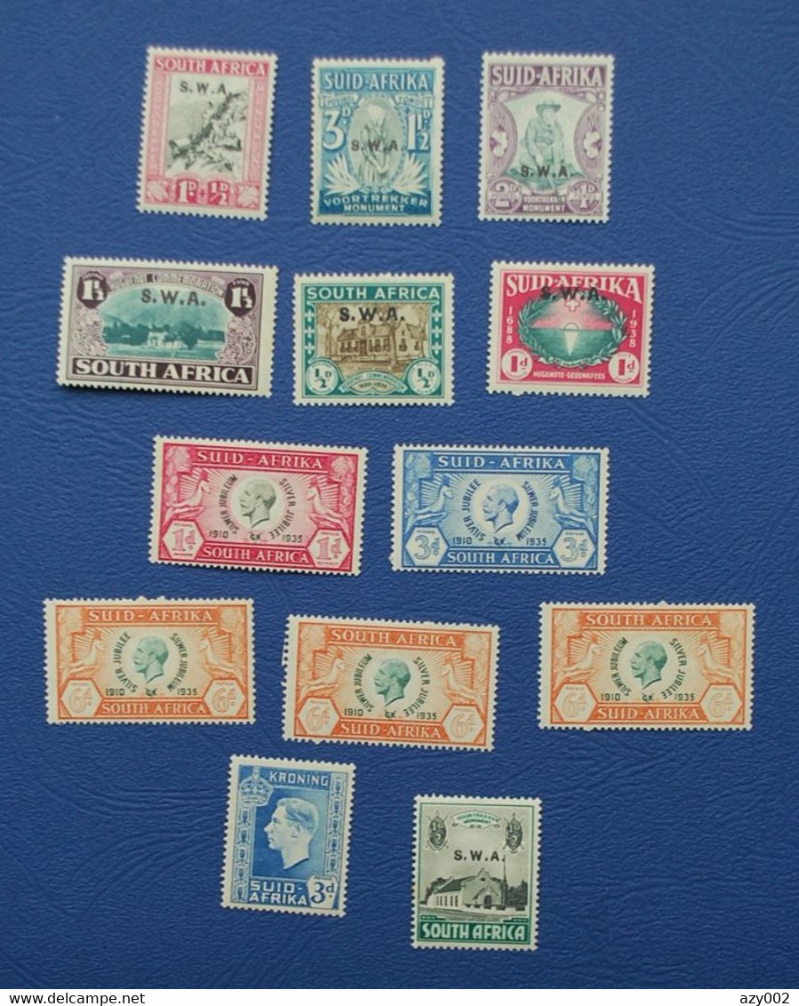 AFRIQUE Du SUD - Lot De 13 Timbres Neufs** Années 1930/40  Dont 7 Surchargés S.W.A. - Colecciones & Series