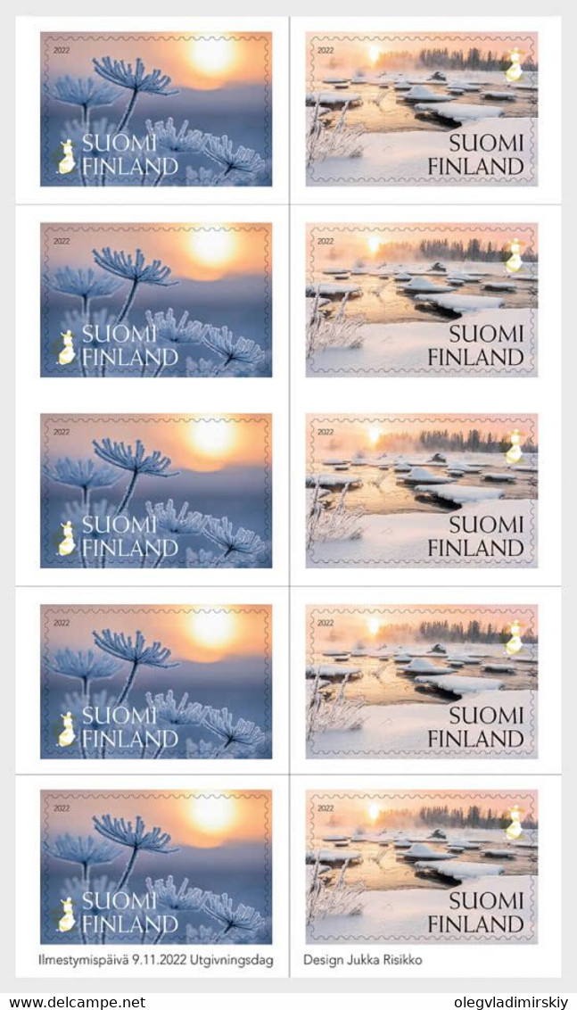 Finland 2022 Christmas And New Year Winter Light Sheetlet Of 5 Strips Of 2 Stamps - Ongebruikt