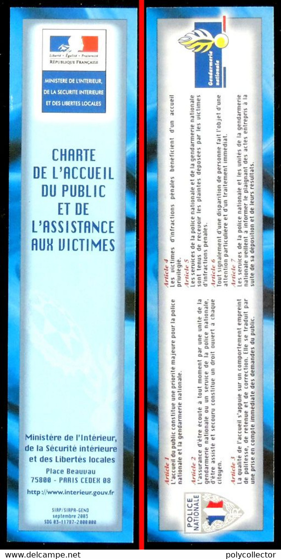 Marque-page Signet : Ministère Intérieur Assistance Aux Victimes - Marque-Pages