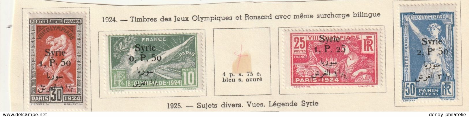 Syrie N° 149 A 151 Avec Charnière Légère* Jeux Olympique 1924 - Neufs