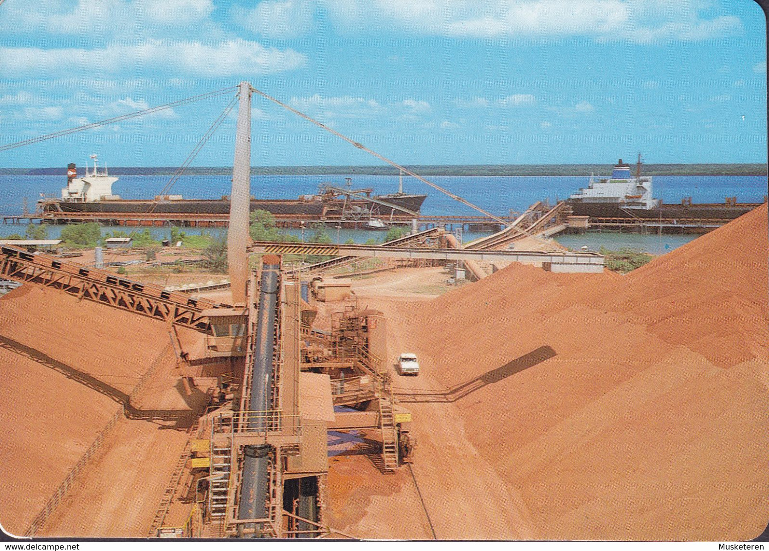 Australia PPC Weipa Ore Stacker With Ship-loading AIR MAIL Label CAIRNS Mail Centre QLD. 1988 GENTOFTE Denmark (2 Scans) - Cairns