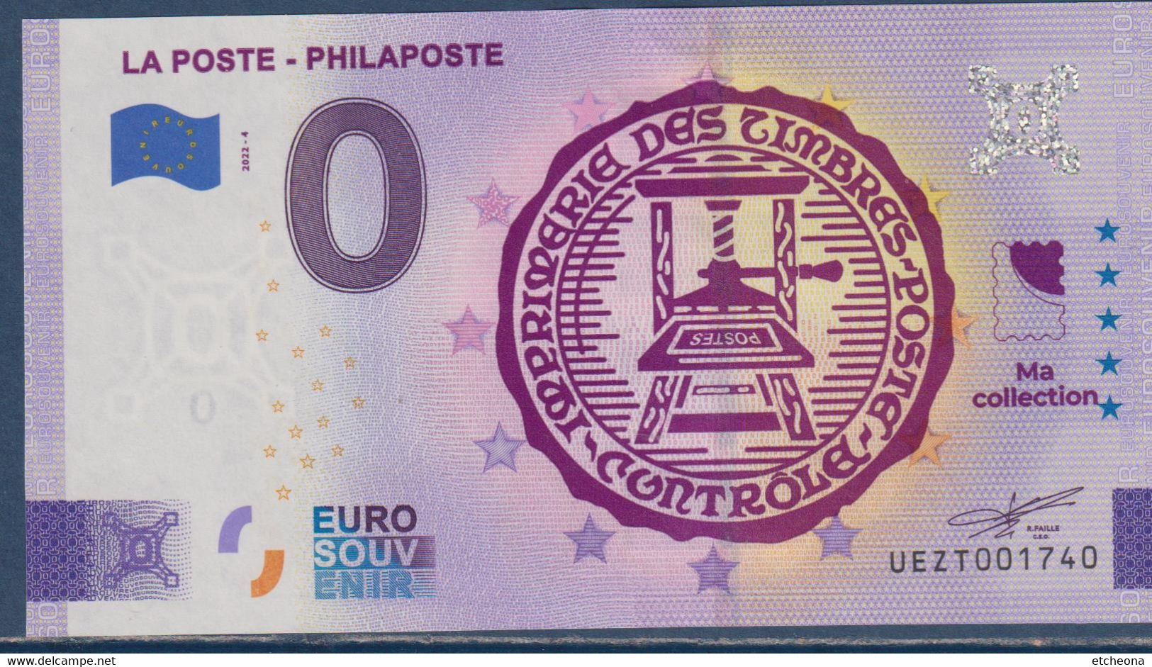 Zéro Euro La Poste Philaposte Cachet à Sec Imprimerie Des Timbres Postes Euro Souvenir Tour Eiffel Londres Colyssé... - Fiktive & Specimen