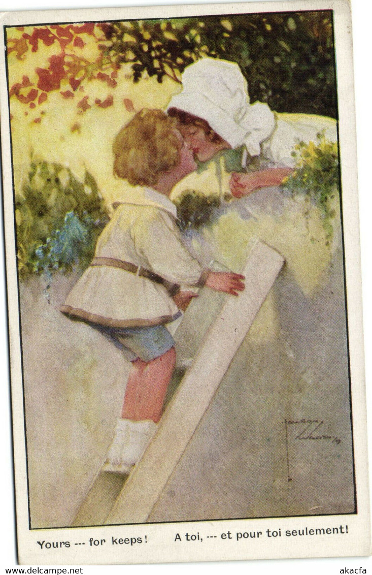 PC LAWSON WOOD, ARTIST SIGNED, YOURS FOR KEEPS, Vintage Postcard (b35387) - Wood, Lawson