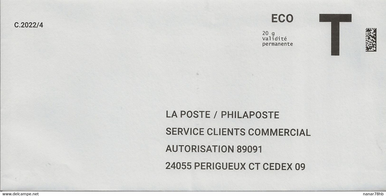 Lettre T Eco 20gr La Poste/Philaposte - Kaarten/Brieven Antwoorden T