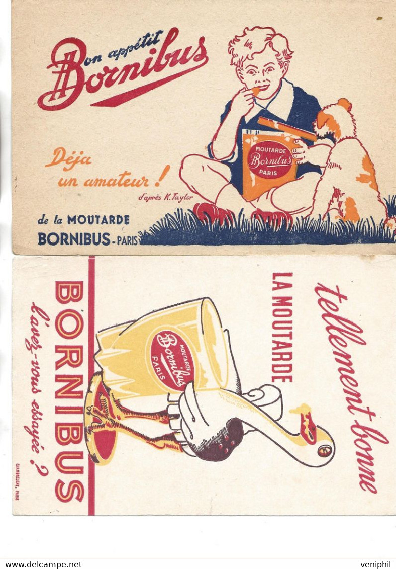 2  BUVARDS  PUBLICITE MOUTARDE BORNIBUS - Mostaza