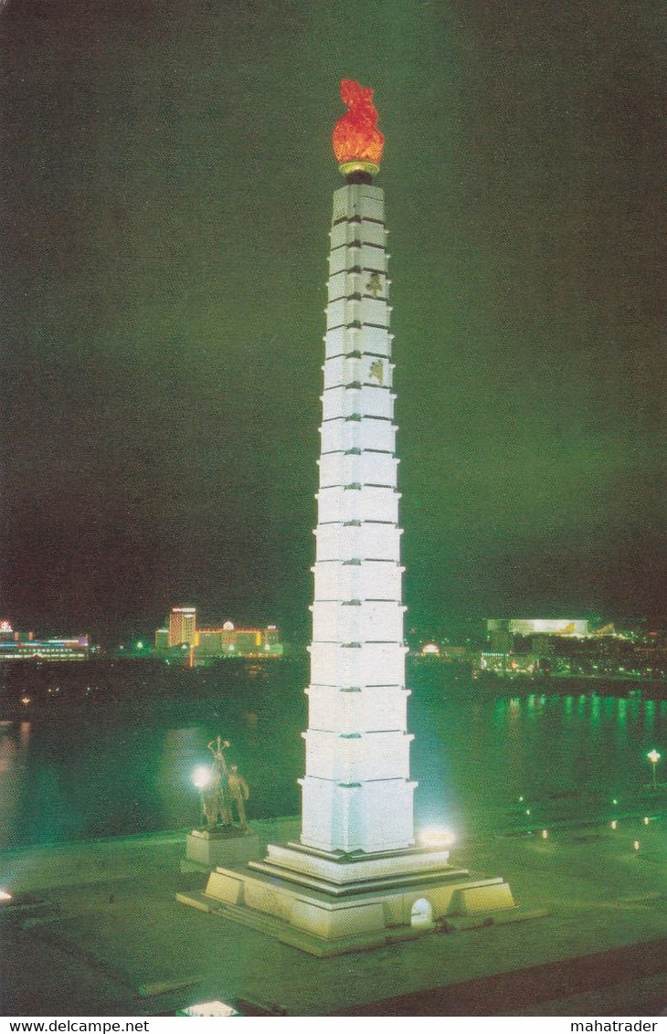 North Korea - Pyongyang - The Tower Of Juche Idea Ay Night - Corée Du Nord