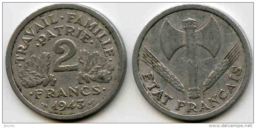 France 2 Francs 1943 GAD 536 KM 904 - 2 Francs