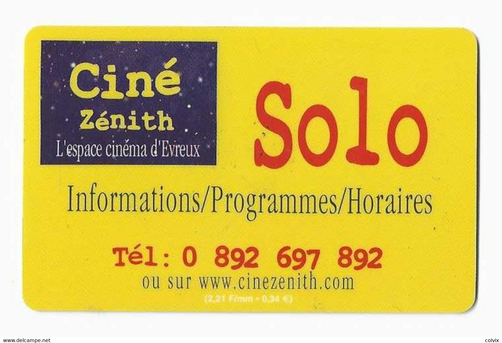 FRANCE CARTE CINEMA  ZENITH EVREUX - Movie Cards