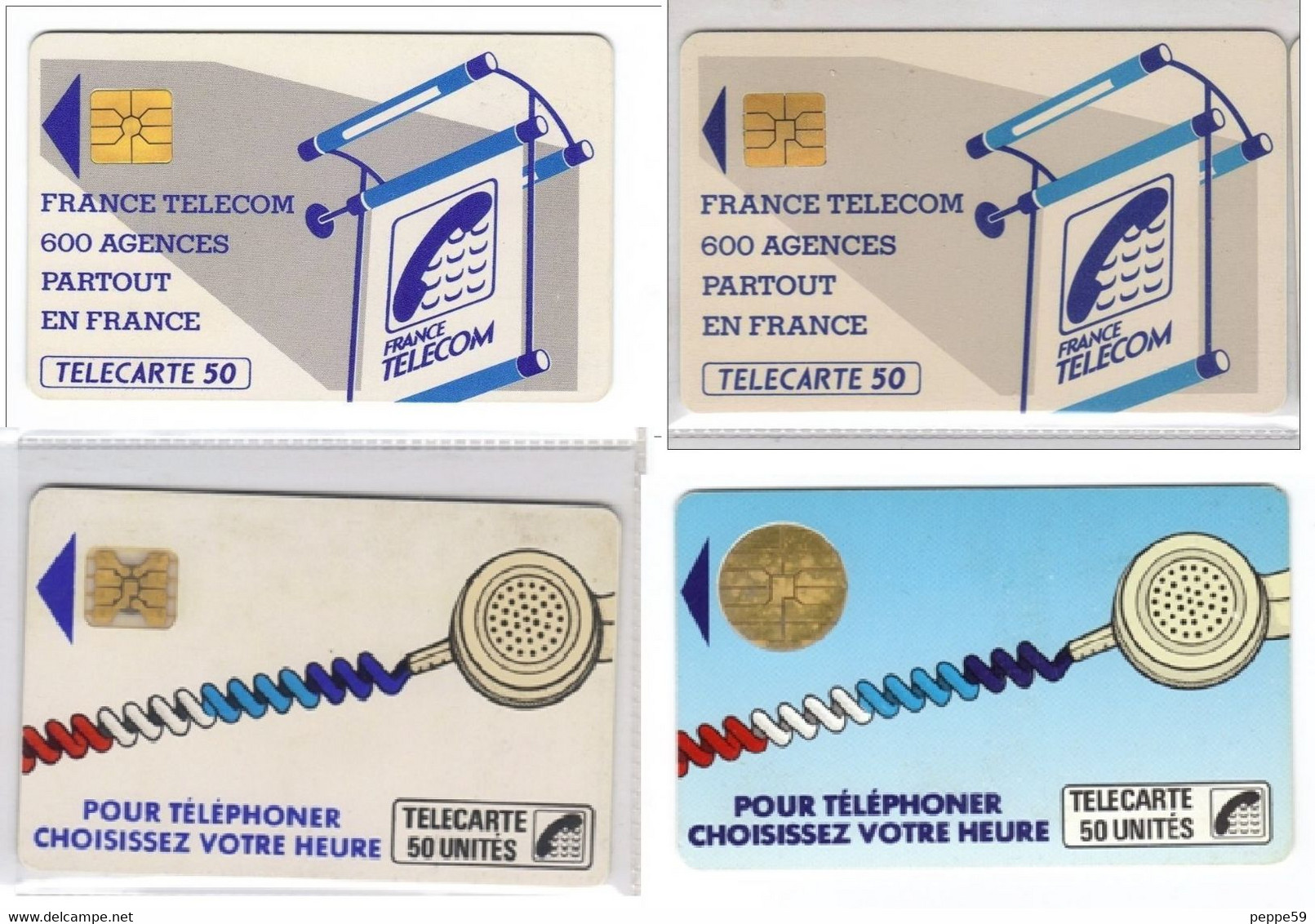 4 Carte Francia - Ordinarie - Telefonschnur (Cordon)
