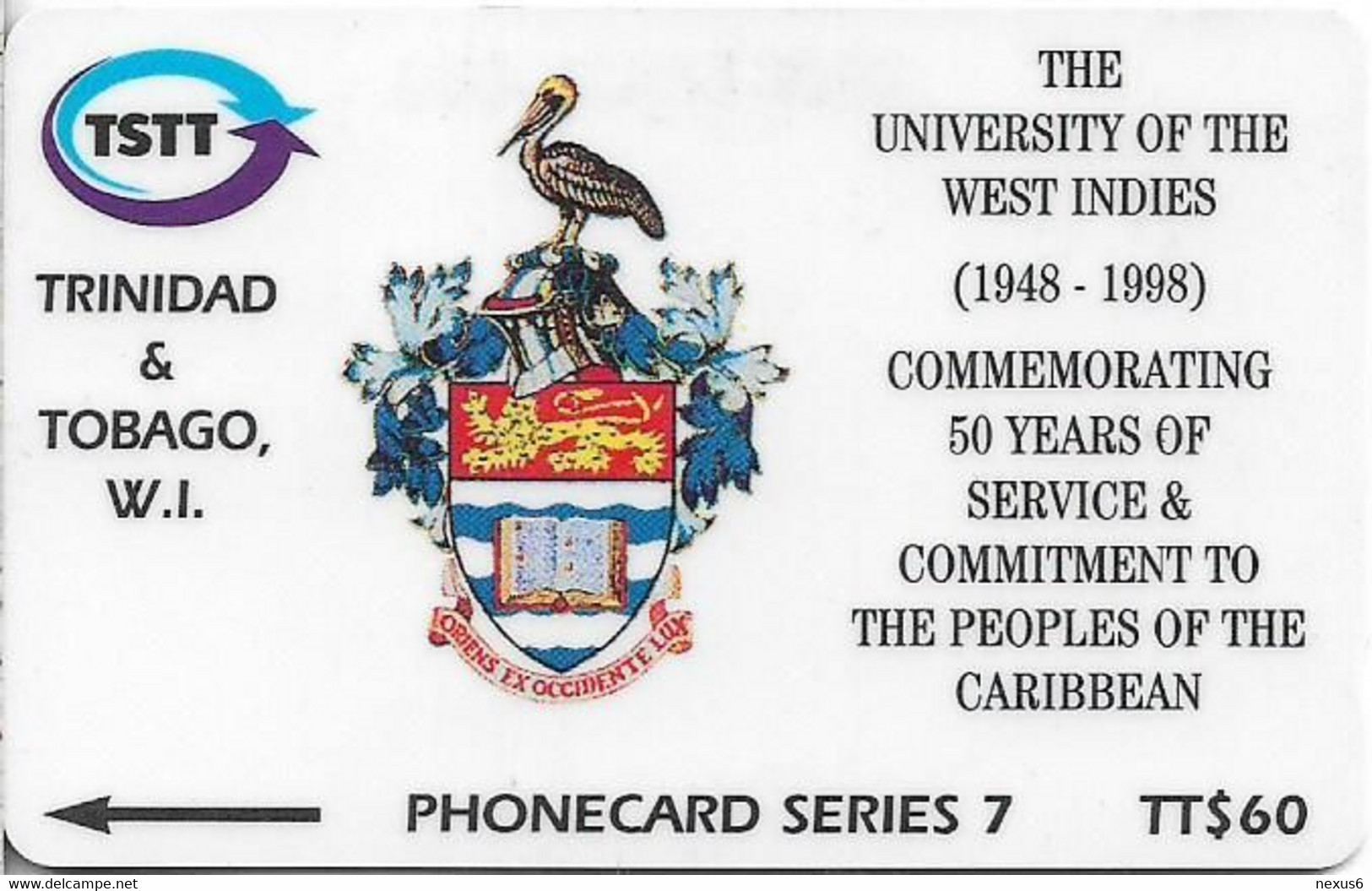 Trinidad & Tobago - TSTT (GPT) - West Indies University - 245CTTA - 1998, 60.000ex, Used - Trinité & Tobago