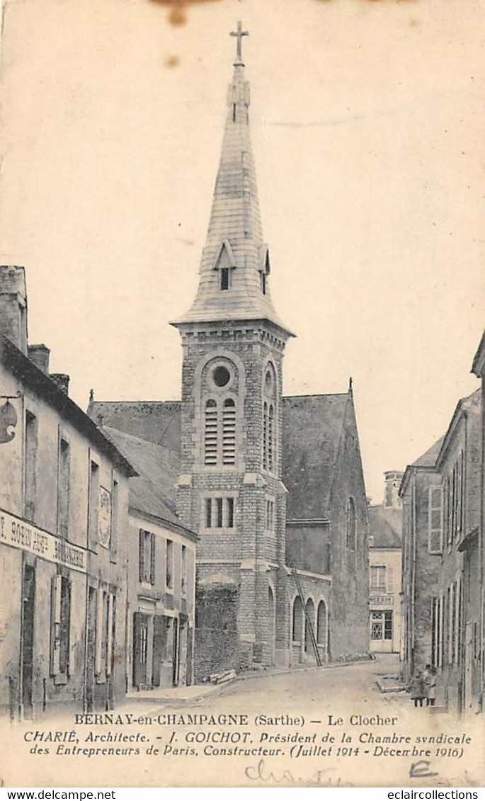 Bernay En Champagne          72       Rue Et Église   Clocher: Charié Architecte      (voir Scan) - Autres & Non Classés