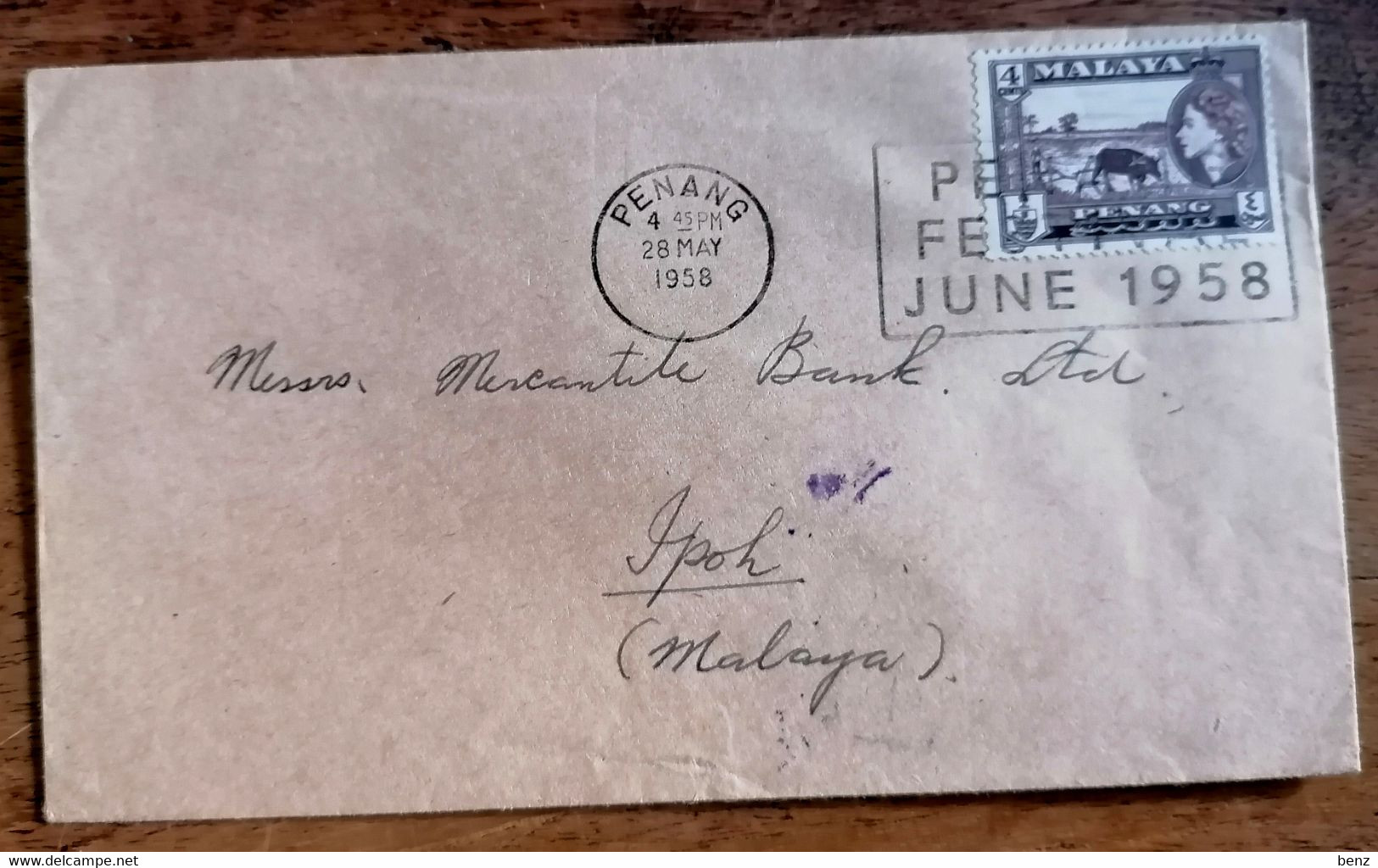 MALAYA MALAISIE ANGLAISE PENANG LETTRE OB 1958 POUR IPOH PERAK TB - Penang