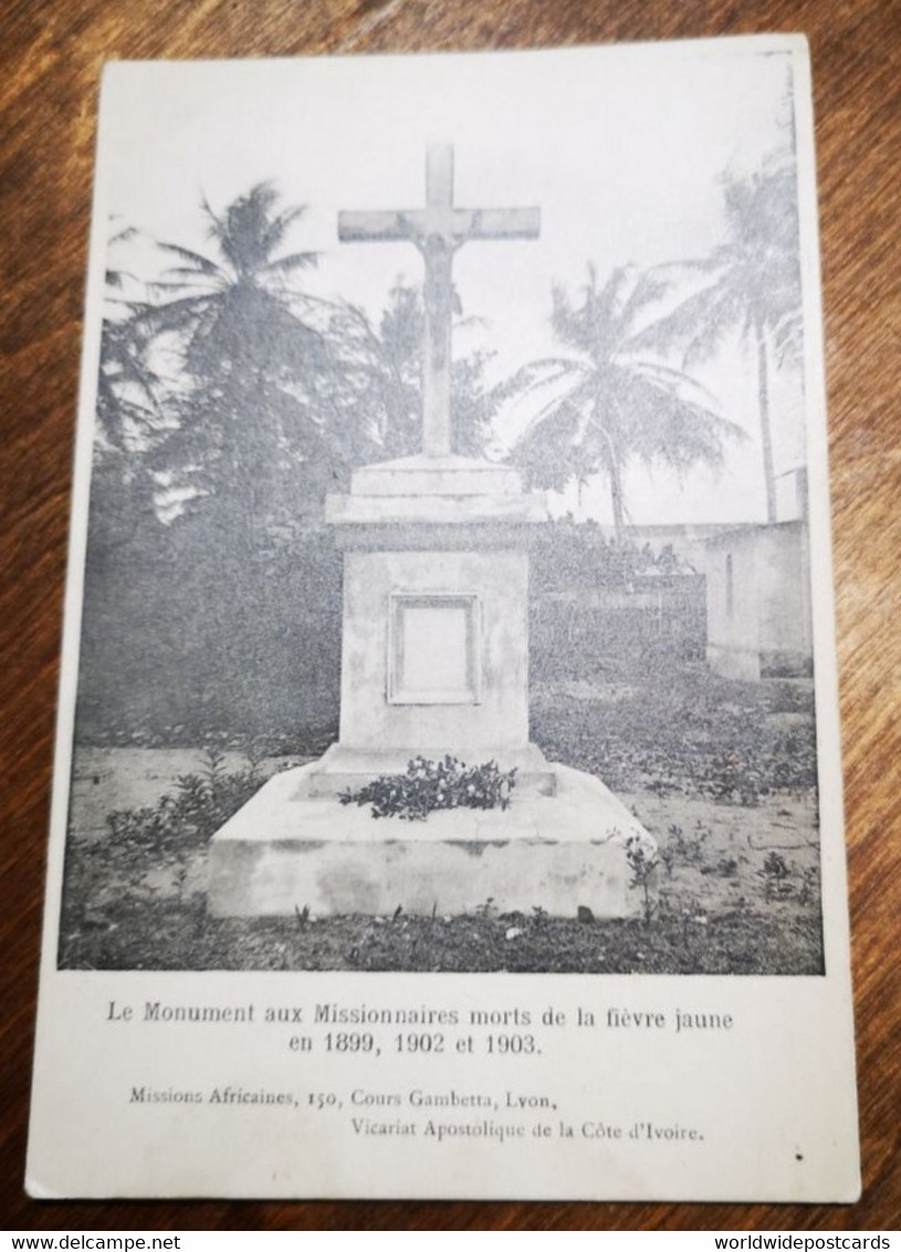 A628 COTE D'IVOIRE IVORY COAST - MONUMENT AUX MISSIONNAIRES MORTS DE LA FIEVRE JAUNE 1899 1903 MISSIONS AFRICAINES LYON - Côte-d'Ivoire