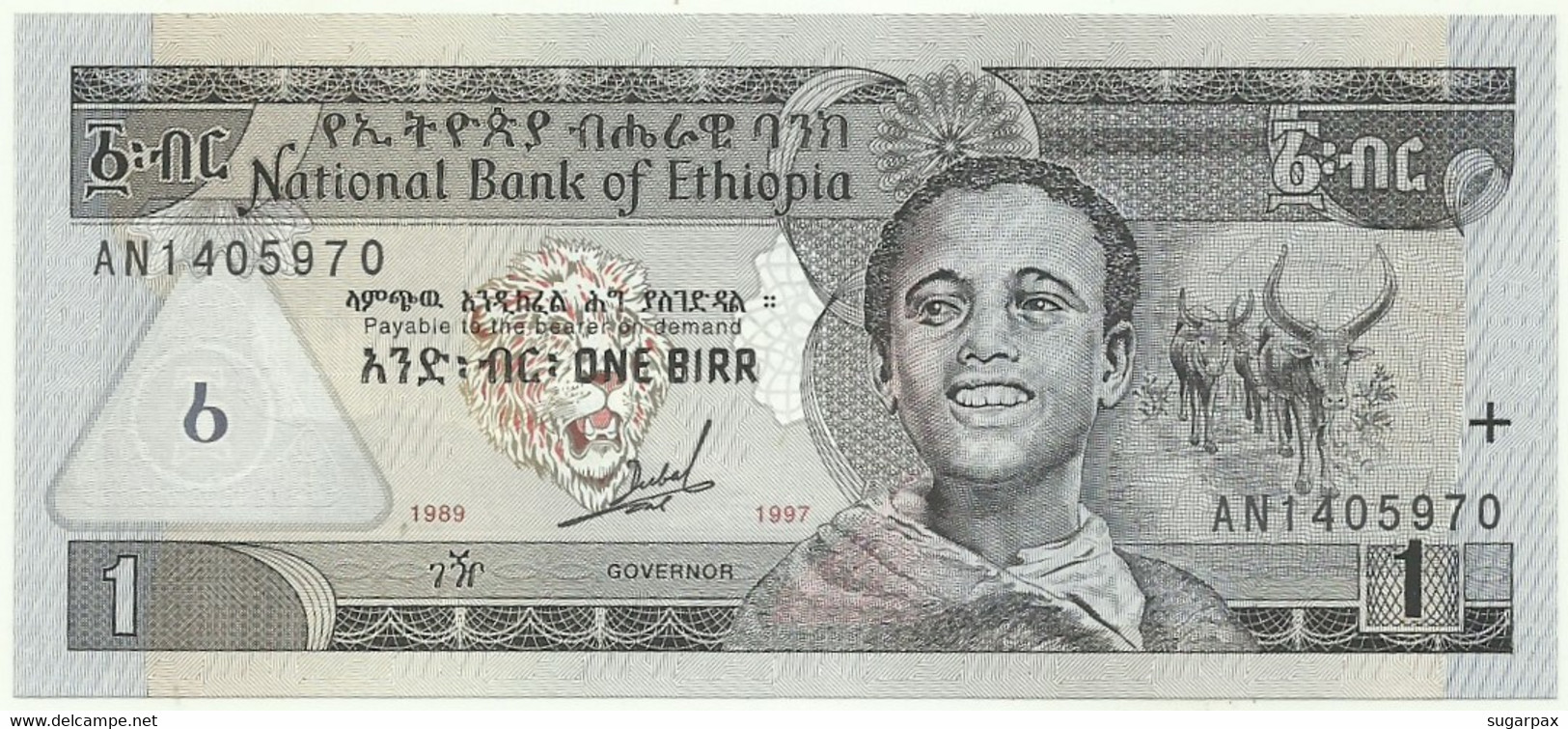 Ethiopia - 1 Birr - 1997 / EE 1989 - Pick 46.a - Unc. - Sign. 5 ( 1997 - 1998 ) - Serie AN - Ethiopie