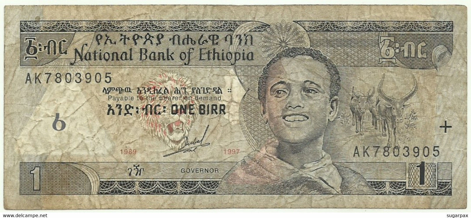 Ethiopia - 1 Birr - 1997 / EE 1989 - Pick 46.a - Sign. 5 ( 1997 - 1998 ) - Serie AK - Etiopia