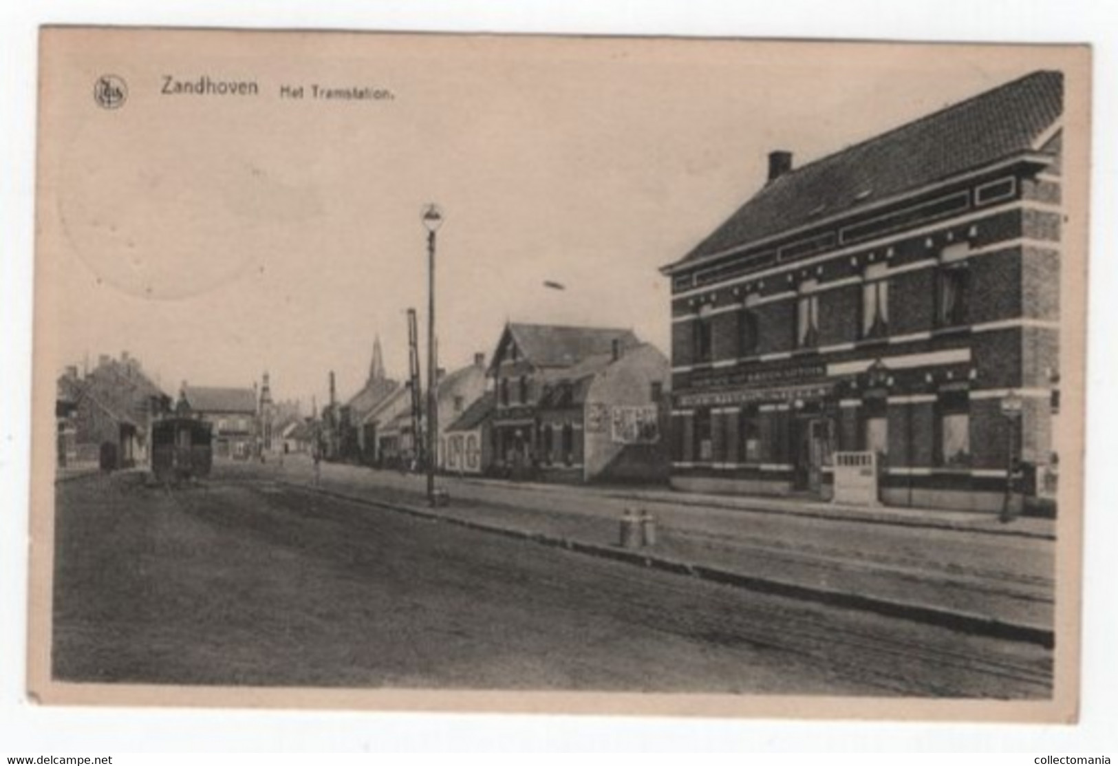 1 Oude Postkaart Santhoven Zandhoven  Het Tramstation Tramstatie Bieren Artois STOOMTRAM - Zandhoven