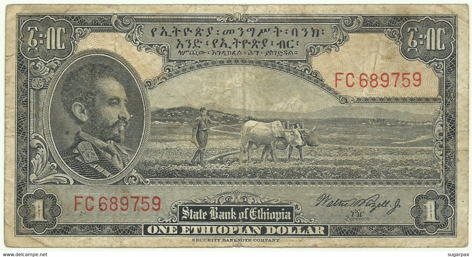 Ethiopia - 1 Dollar - ND ( 1945 ) - Pick 12.c - Sign 3 - Serie FC - Ethiopie