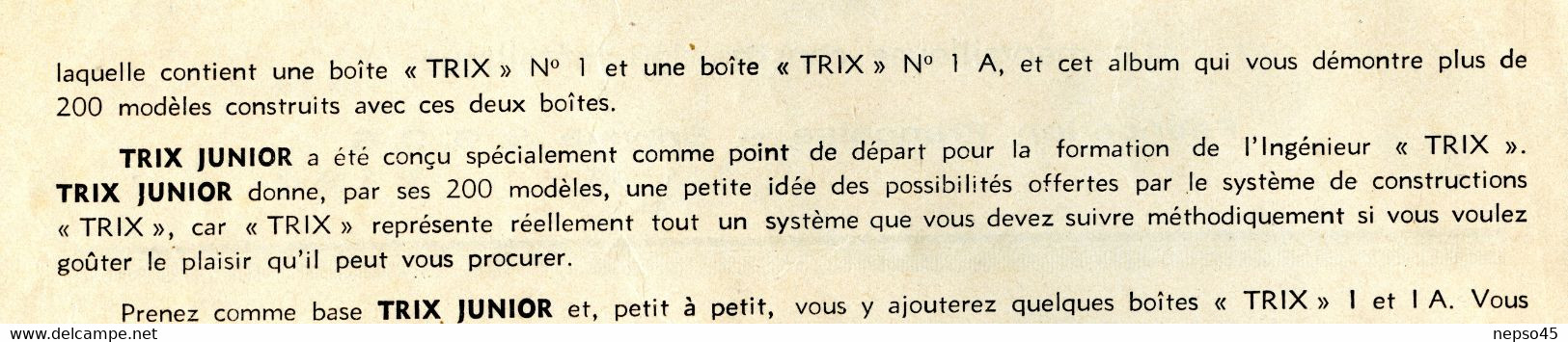 Album De Modèles Pour Trix Jeu  De Construction Métallique Concurrent Du Système Meccano. - Letteratura & DVD