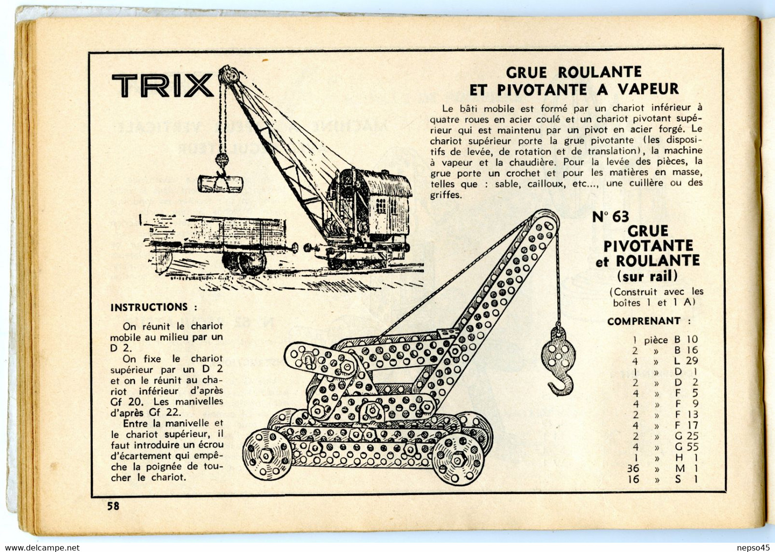 Album de Modèles pour Trix jeu  de construction métallique concurrent du système Meccano.