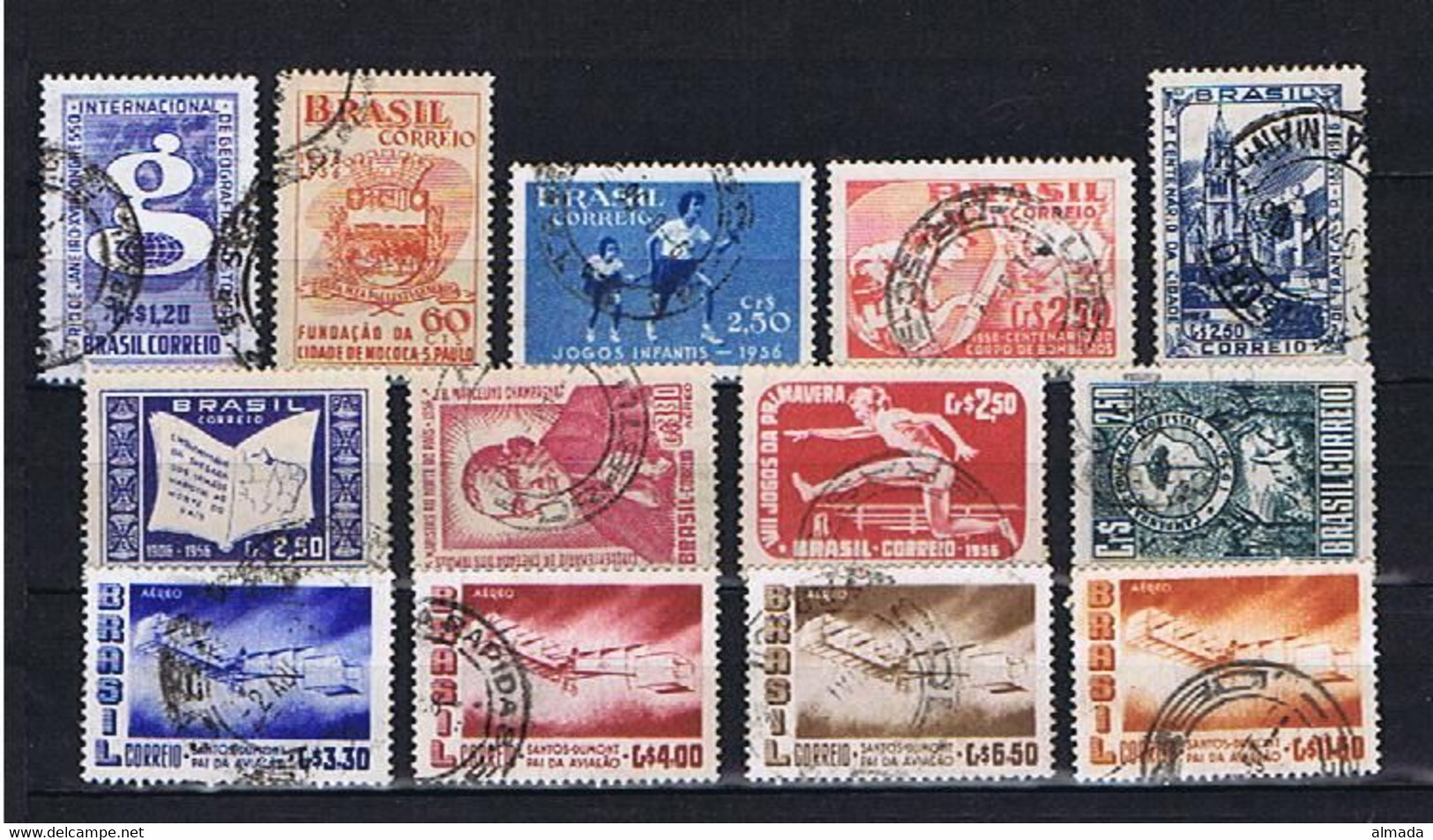 Brasil, Brasilien 1956: 13 Diff. Used, Versch. Gestempelt - Collections, Lots & Series