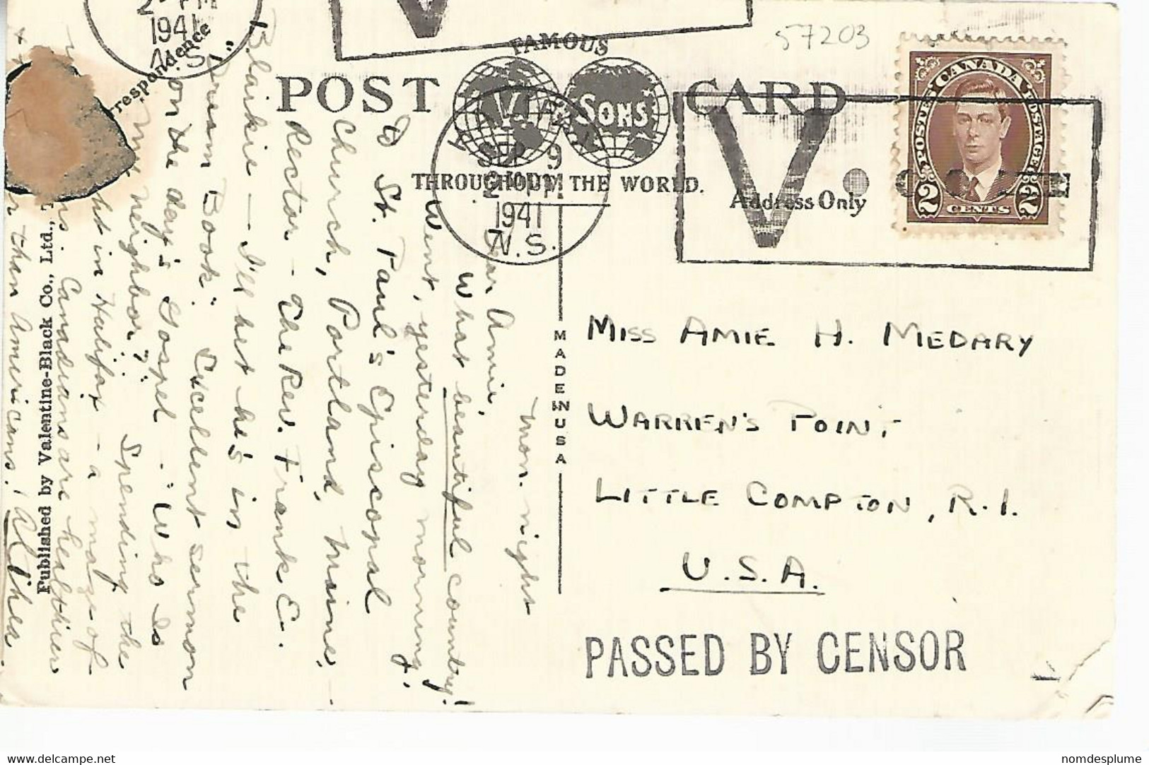 57203) Canada Univ New Brunswick Fredericton Censor Postmark Cancel 1941 - Fredericton