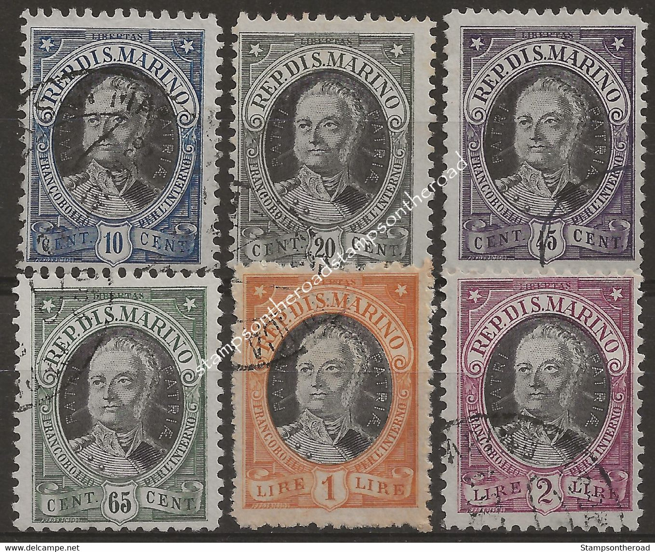 SM123-128U - San Marino 1926, Sassone Nr. 123/28, Serie Completa Di 6 Francobolli Usati Per Posta - Oblitérés