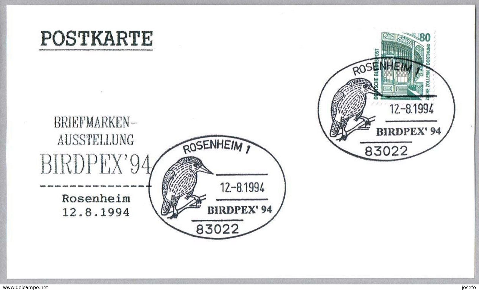 BIRDPEX'94 - AVE - BIRD. Rosenheim 1994 - Afstempelingen & Vlagstempels