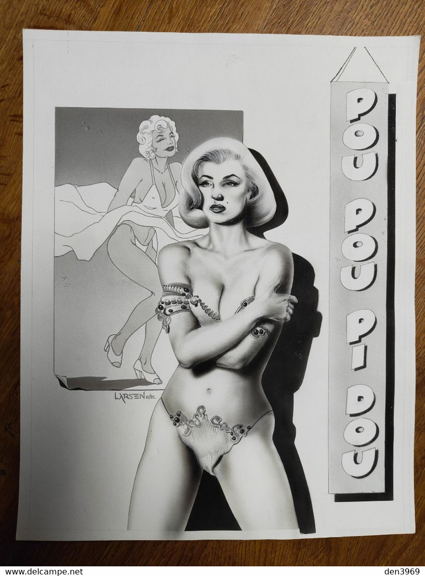 Dessin Original De LARSEN - Madonna Sexy En Hommage à Marilyn Monroe, Octobre 1992 - Pin-up - Dibujos Originales
