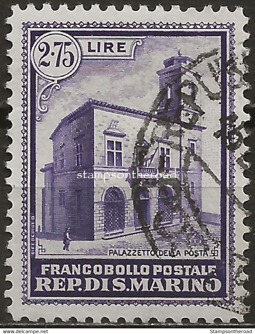 SM163U - San Marino 1932, Sassone Nr. 163, 2,75 C. Violetto, Francobollo Usato Per Posta - Gebruikt