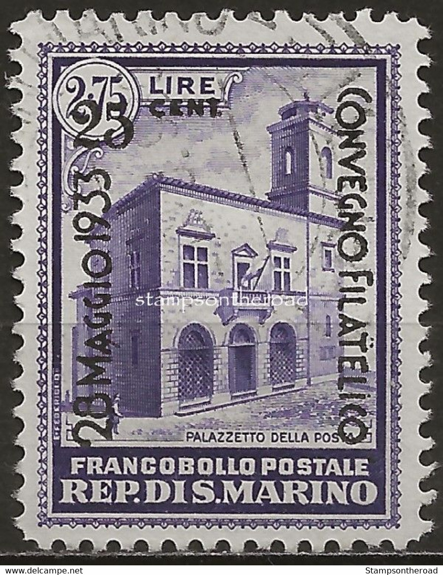 SM176U - San Marino 1933, Sassone Nr. 176, 25 C. Su 2,75  Violetto, Francobollo Usato Per Posta - Gebruikt