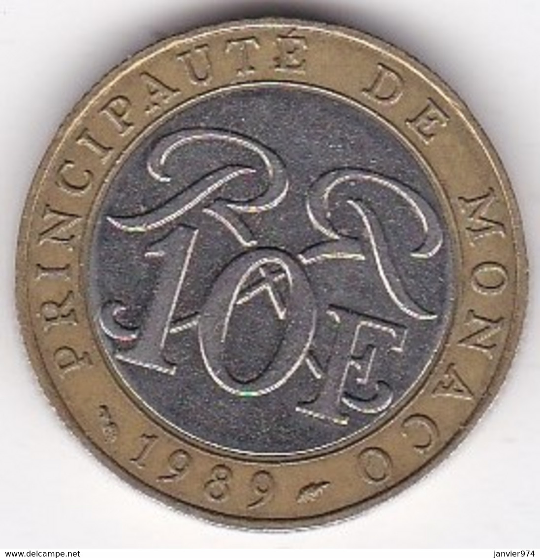 MONACO . 10 FRANCS 1989 RAINIER III, Bimétallique - 1960-2001 Nieuwe Frank