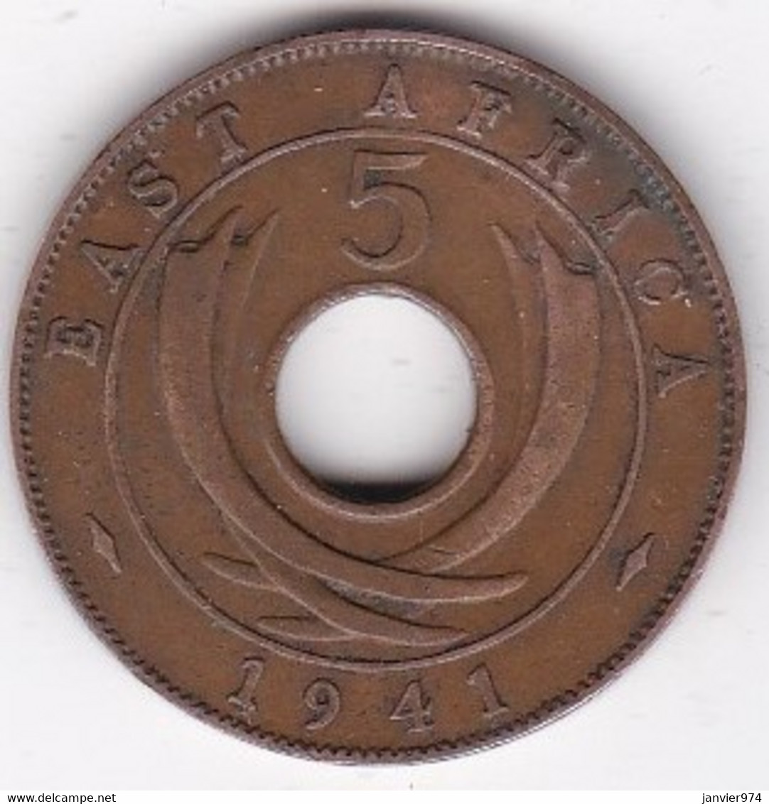 East Africa 5 Cents 1941 I Mumbai,  George VI, En Bronze , KM# 25 - Colonia Británica