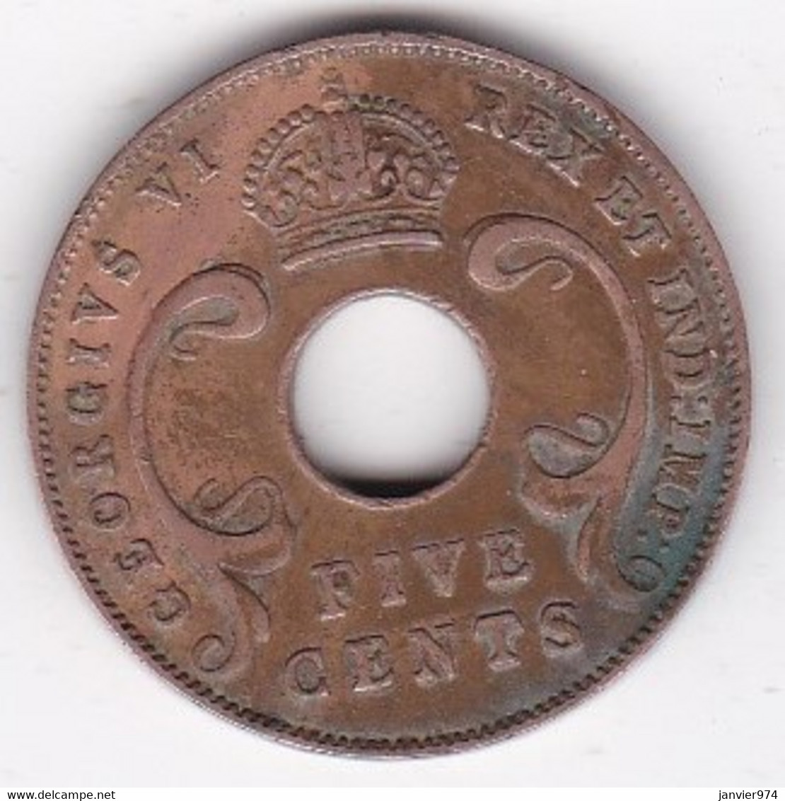 East Africa 5 Cents 1941 I Mumbai,  George VI, En Bronze , KM# 25 - Colonie Britannique