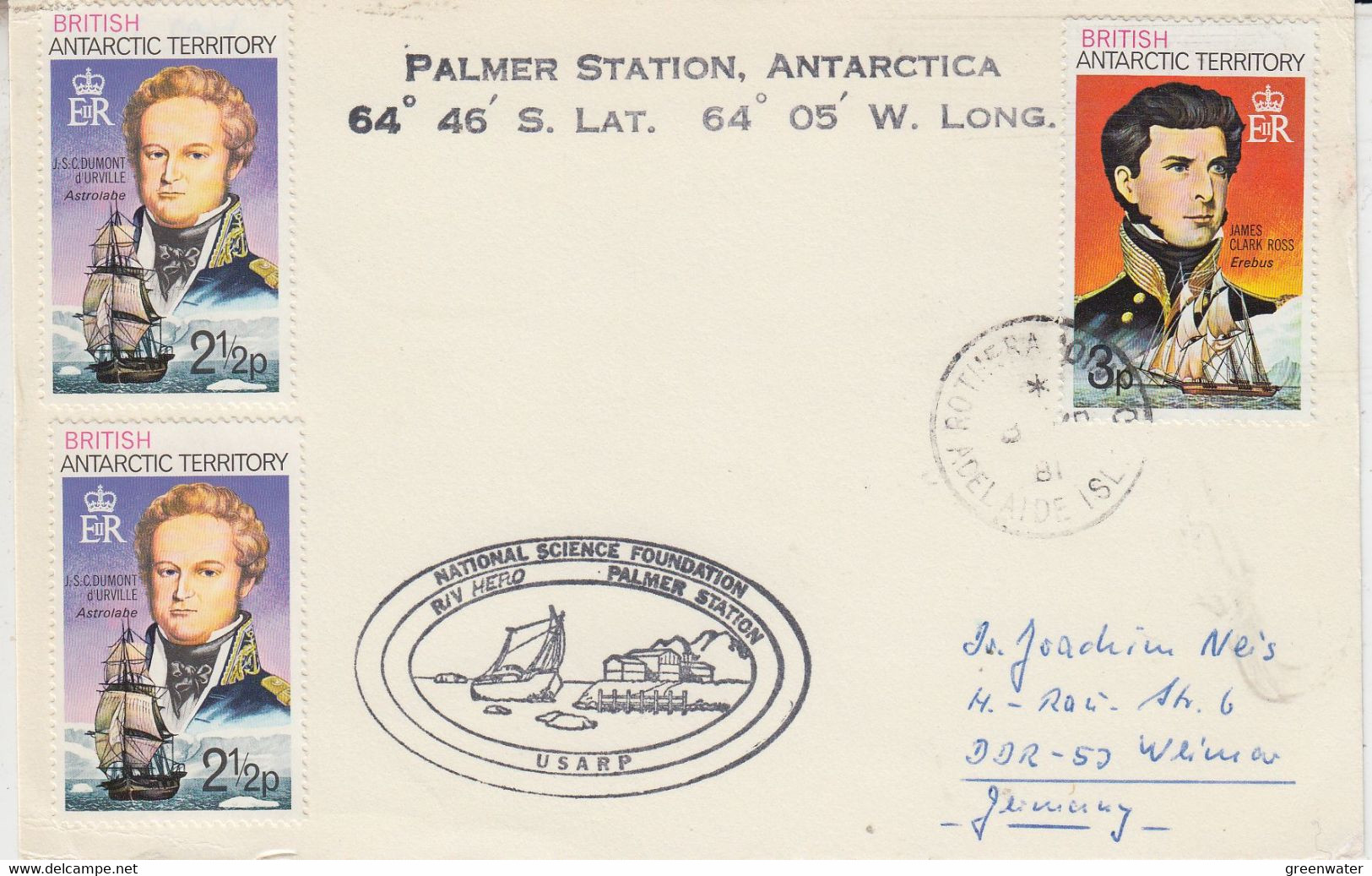 British Antarctic Territory (BAT) Palmer Station / RV Hero  Card Ca Rothera 8 - 1981 (TB173A) - Covers & Documents