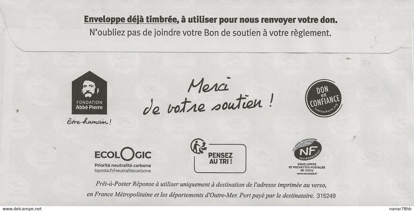 Prêt à Poster Postréponse Prio Pour Fondation Abbé Pierre, Timbre Marianne Rouge - Listos A Ser Enviados: Respuesta
