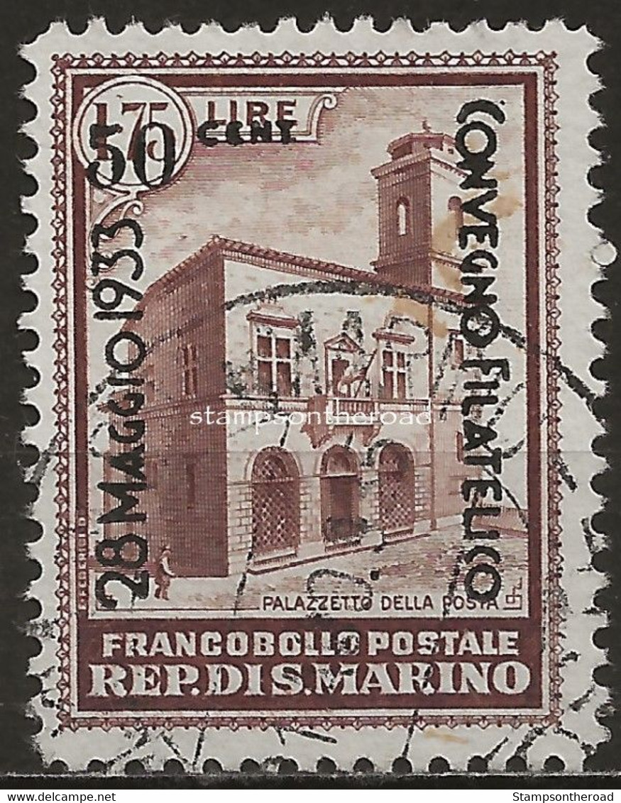 SM177U - San Marino 1933, Sassone Nr. 177, 50 C. Su 1,75 Bruno, Francobollo Usato Per Posta - Used Stamps