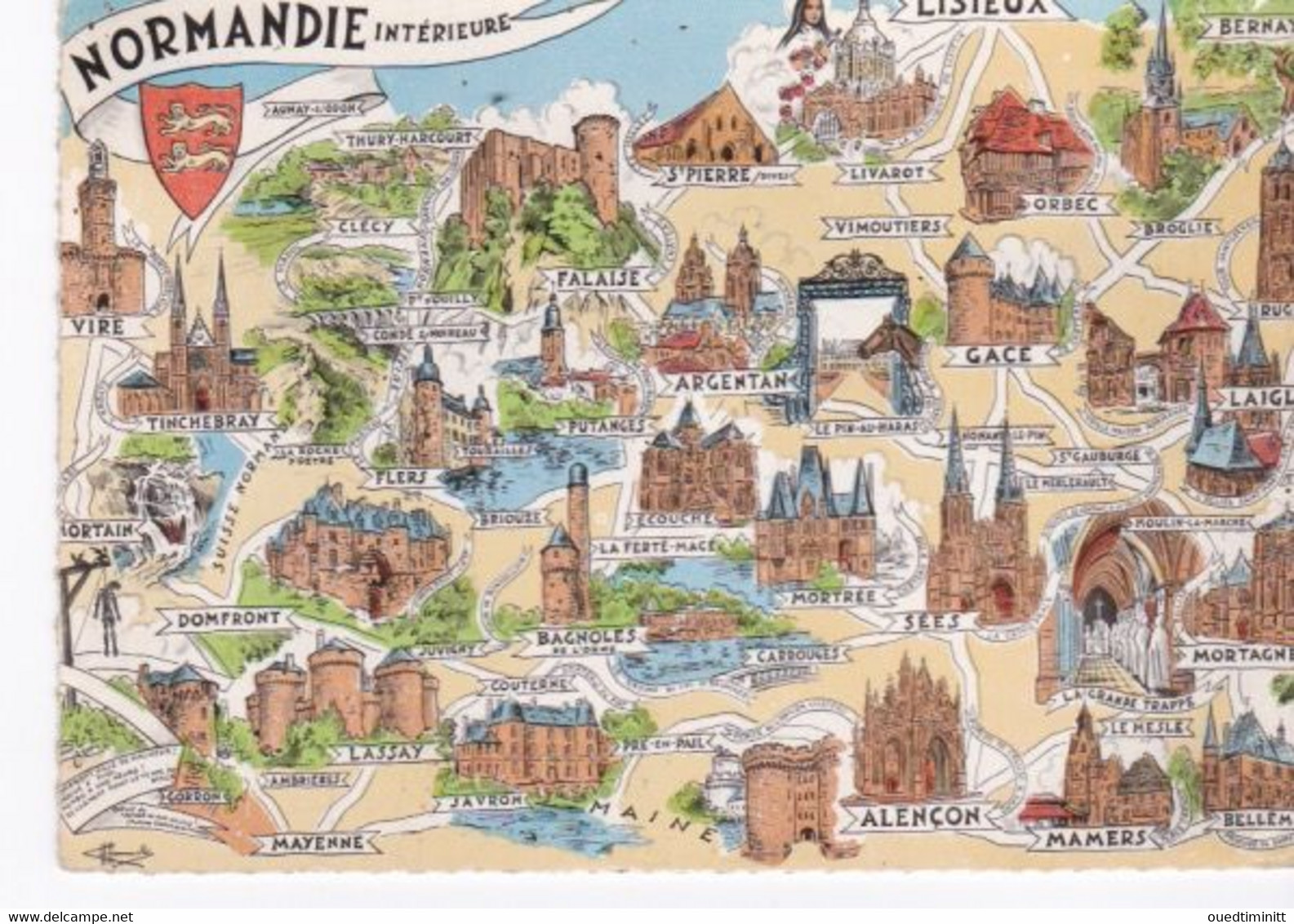 Carte Géographique De La Normandie Intérieure. Cpsm. 1968. - Cartes Géographiques