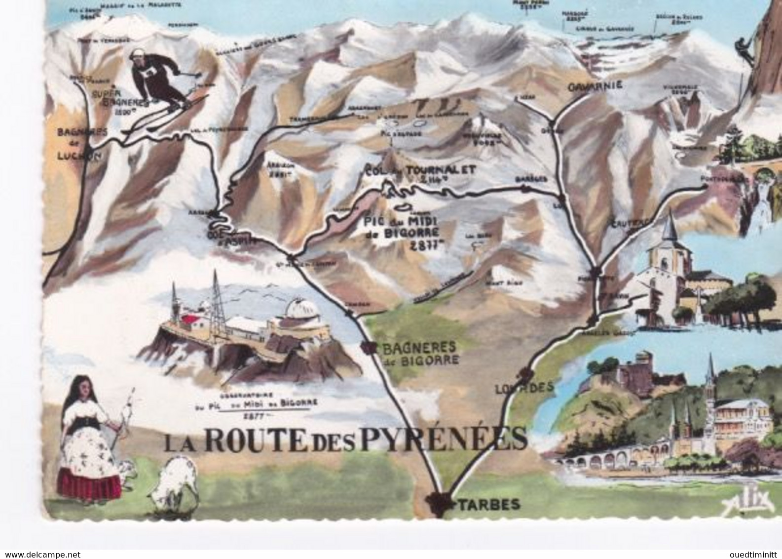 Carte Géographique De La Route Des Pyrénées. - Maps