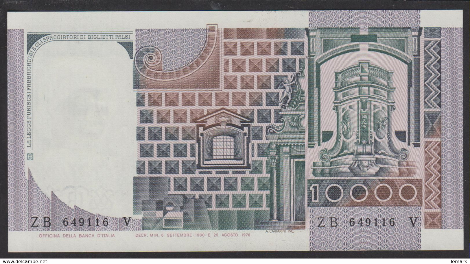 Italy 10000 Lire 06.09.1980 P106b  Sign: Ciampi & Stevani UNC - 10.000 Lire