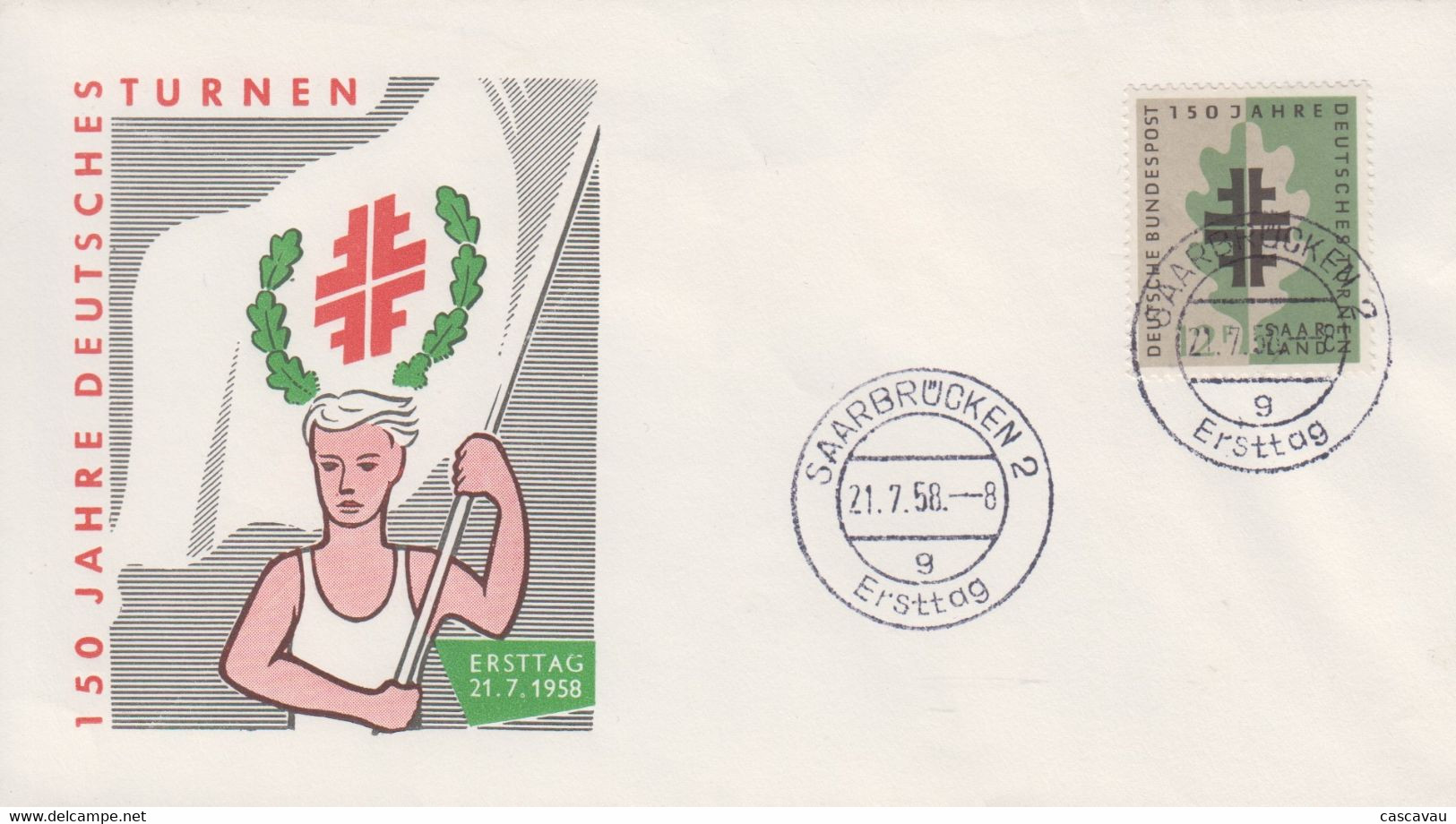 Enveloppe  FDC   1er  Jour   SARRE   Fêtes    Allemandes  De  Gymnastique   1958 - FDC