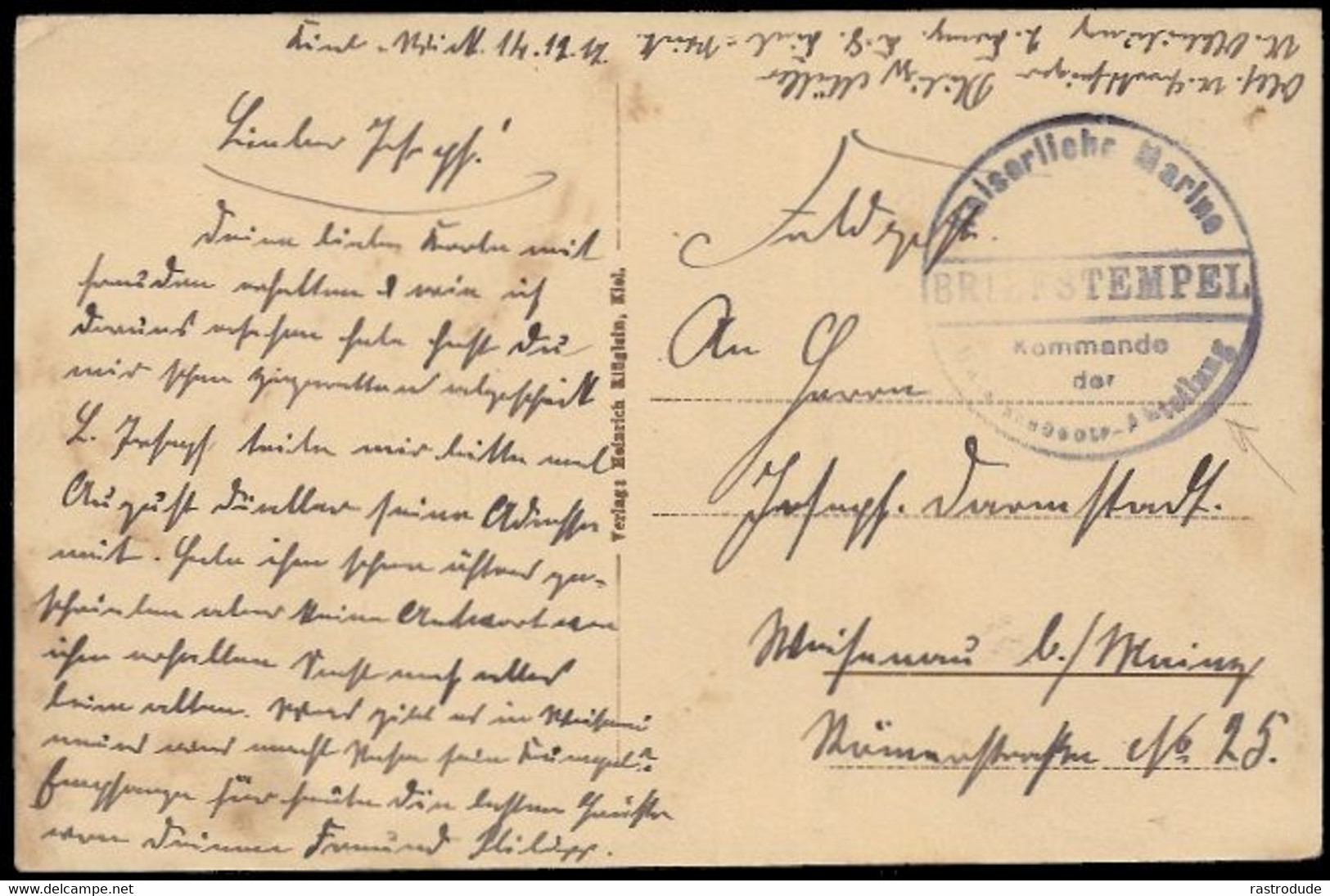 1917 AK VOR HELGOLAND KAISERLICHE MARINE UNTERSEEBOOT ABTEILUNG SUBMARINE SOUS-MARIN UBOOT - GELAUFEN - Unterseeboote
