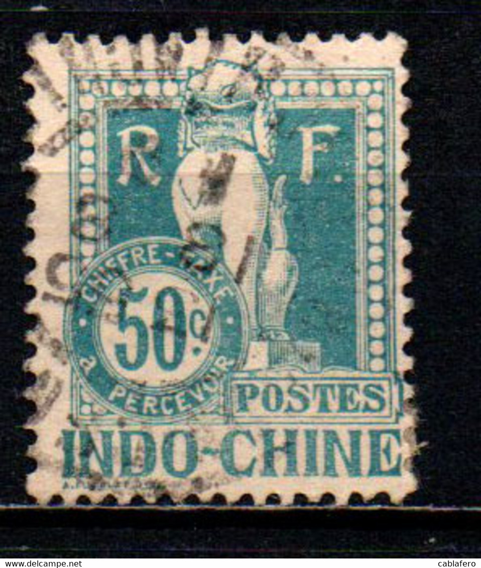 INDOCINA - 1908 - Dragon From Steps Of Angkor Wat - 50c Grnsh Bl - USATO - Strafport