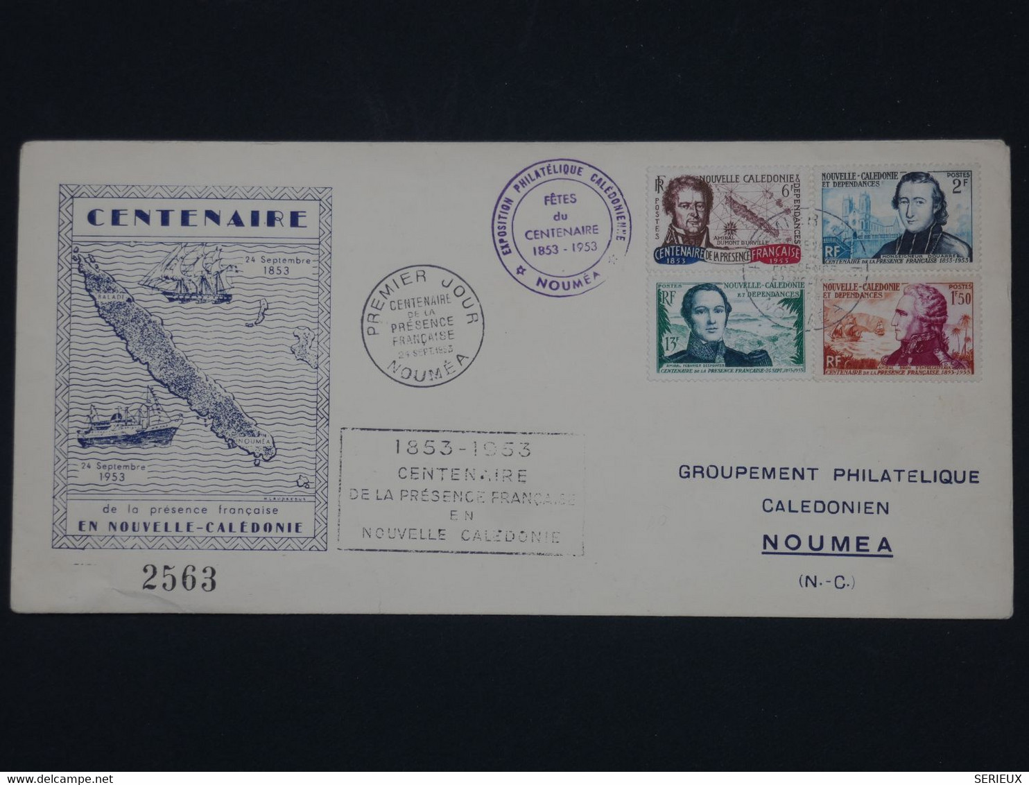 ¤ 21 NOUVELLE CALEDONIE  FRANCE   BELLE CARTE  RR 1953 NOUMEA +SERIE N° 280 283++++ AFFRANCH.  PLAISANT - 1927-1959 Covers & Documents