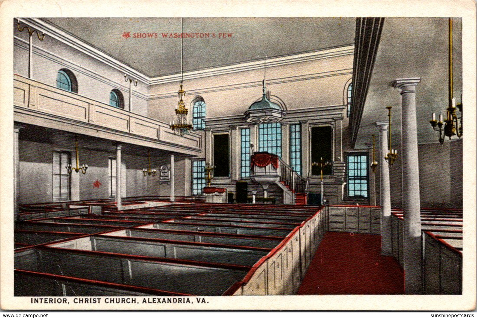 Virginia Alexandria Christ Church Interior Curteich - Alexandria
