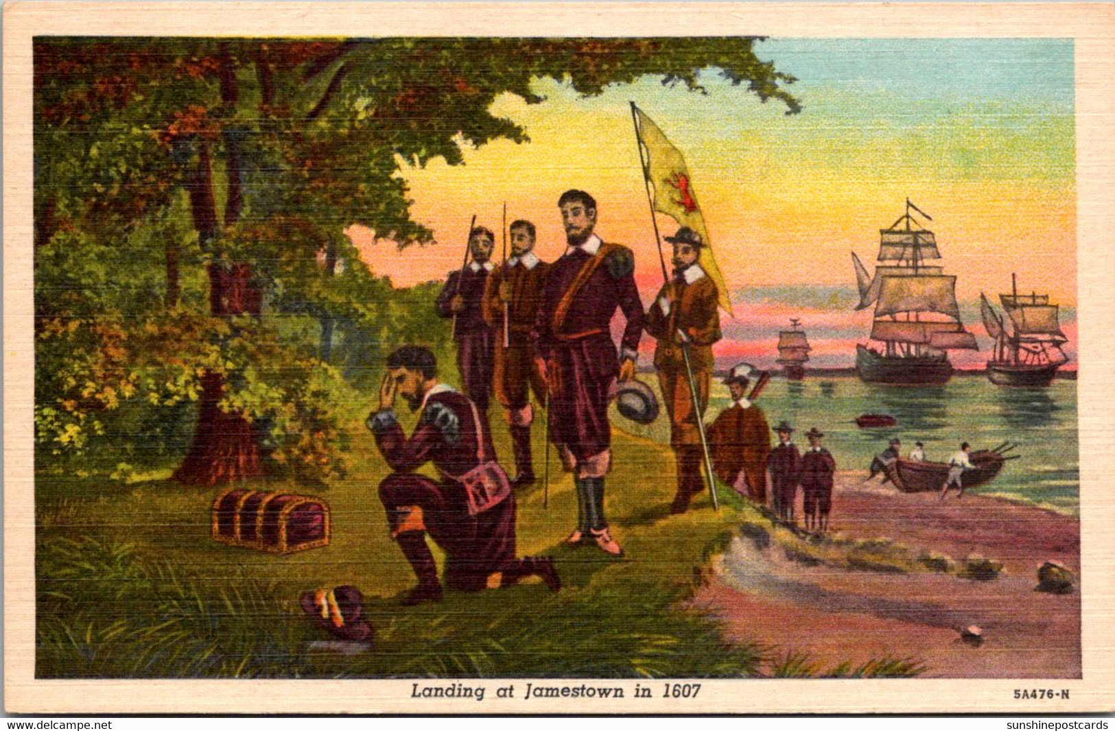 History Landing At Jamestown In 1607 Curteich - Histoire