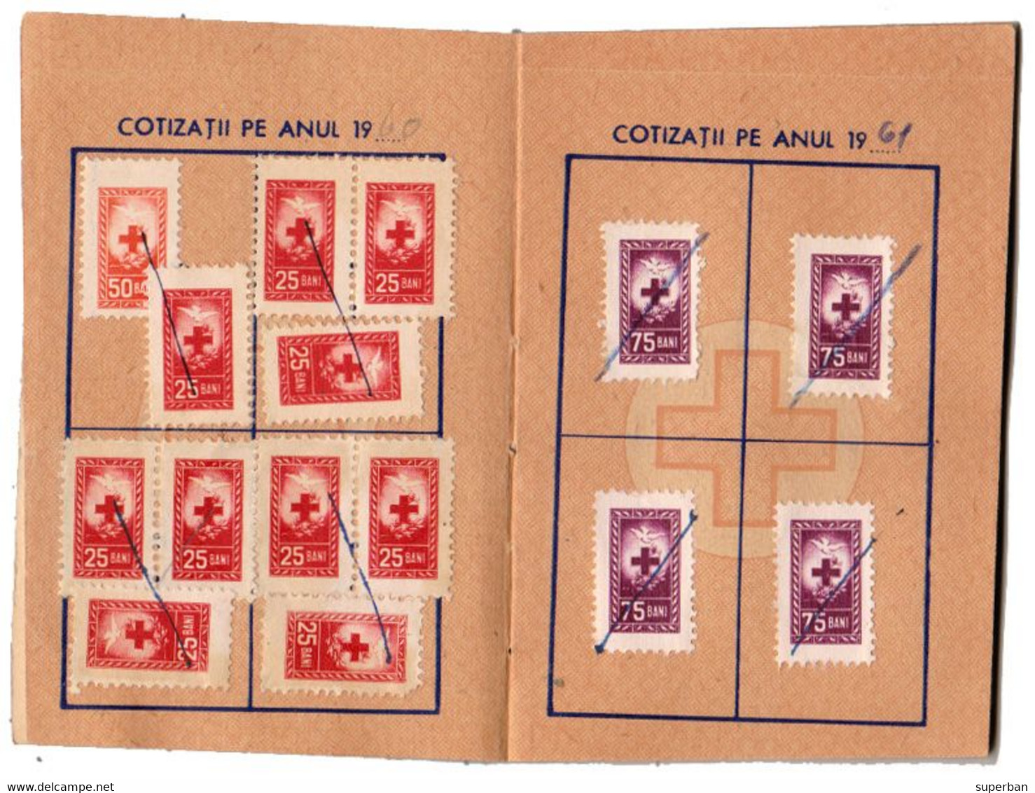 CARNET DE MEMBRU - CRUCEA ROSIE A R.P.R. / CROIX ROUGE / RED CROSS - TIMBRE De COTIZATIE 1960 - '64 - CINDERELLA (ak798) - Revenue Stamps