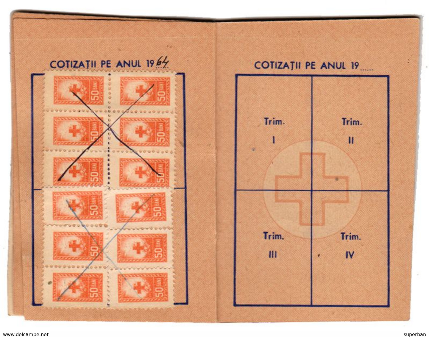 CARNET DE MEMBRU - CRUCEA ROSIE A R.P.R. / CROIX ROUGE / RED CROSS - TIMBRE De COTIZATIE 1960 - '64 - CINDERELLA (ak798) - Fiscali